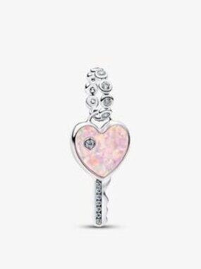 Authentic Opalescent Heart Key Dangle Charm
